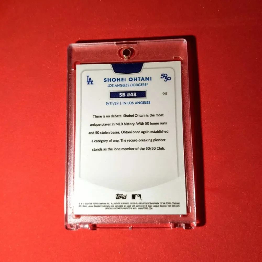 Shohei Ohtani Topps 50/50 Set SB #48 card #95 Green Chrome Refractor SSP 05/75 - Picture 6 of 8